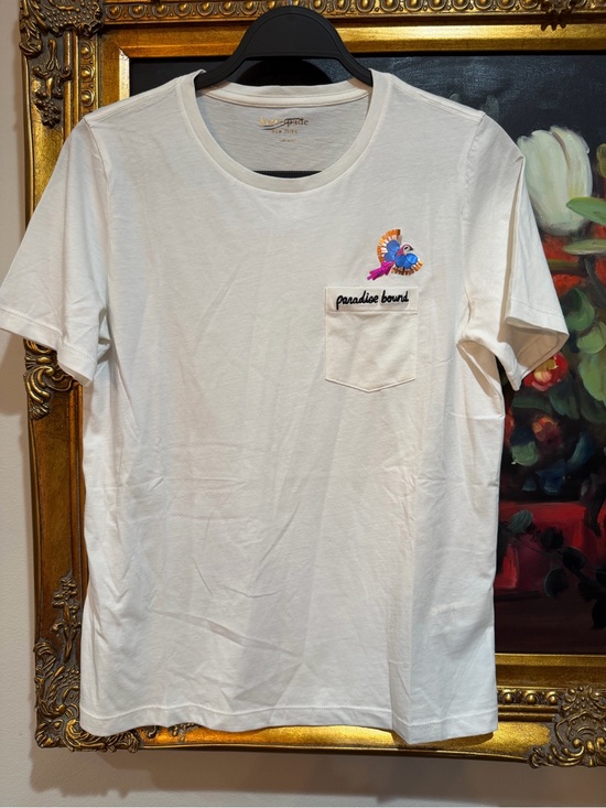 kate spade Tops - kate spade White Short-Sleeve Tee with Multicolor Embroidered Bird